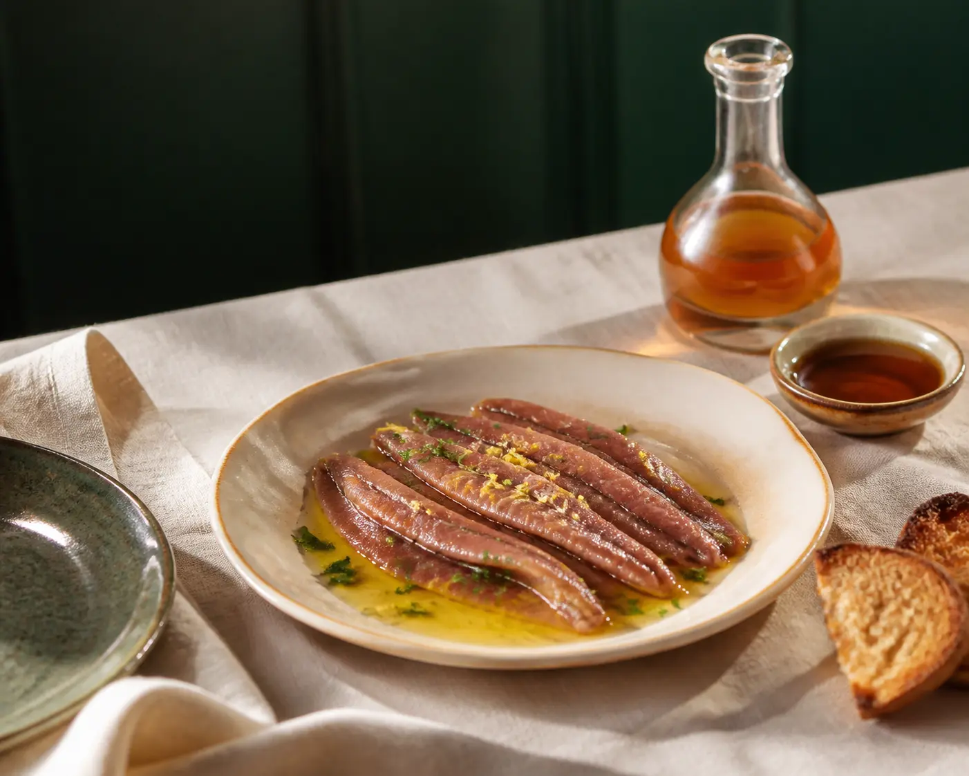 Anchois marinés et colatura dans une ambiance Casa Fratellino
