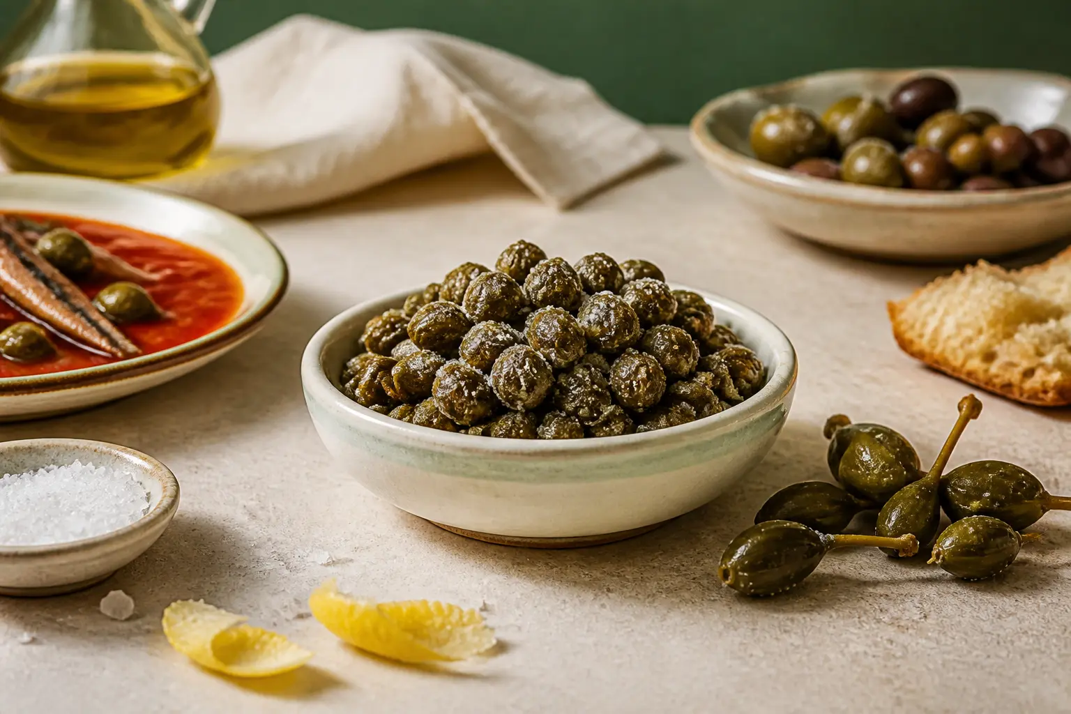 Câpres de Pantelleria au sel dans une ambiance Casa Fratellino