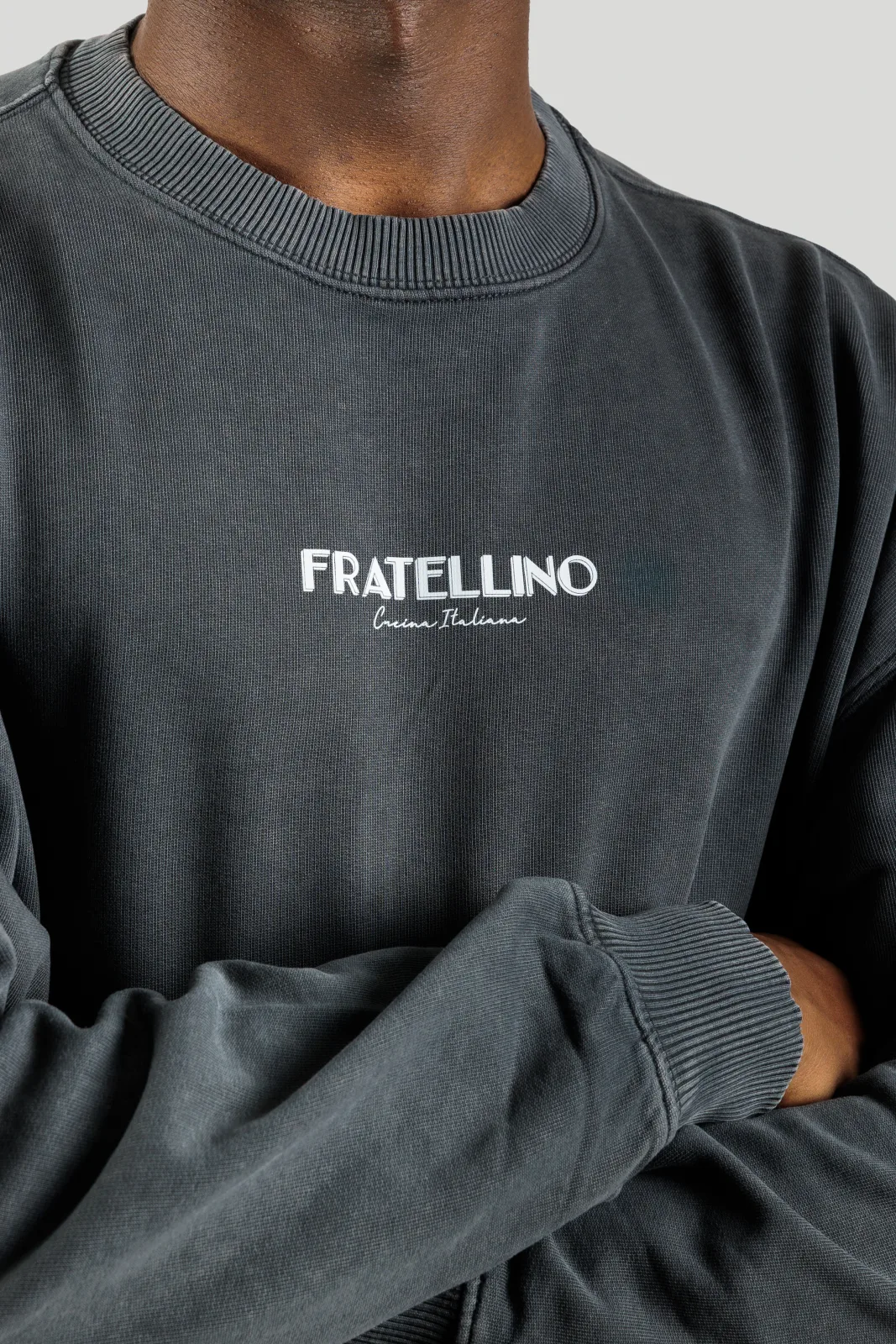 Felpa Ornamento Fratellino nera vintage, dettaglio