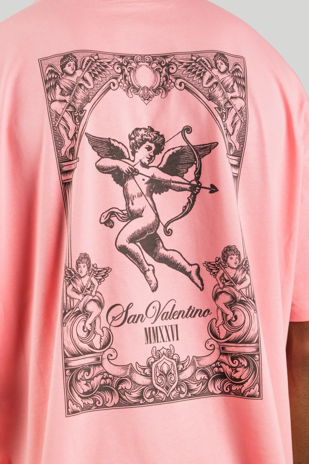 T-shirt San Valentino Fratellino rosa, dettaglio della stampa posteriore