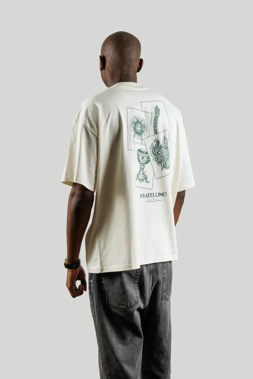 Camiseta Scopa Quattro color crema, vista de tres cuartos