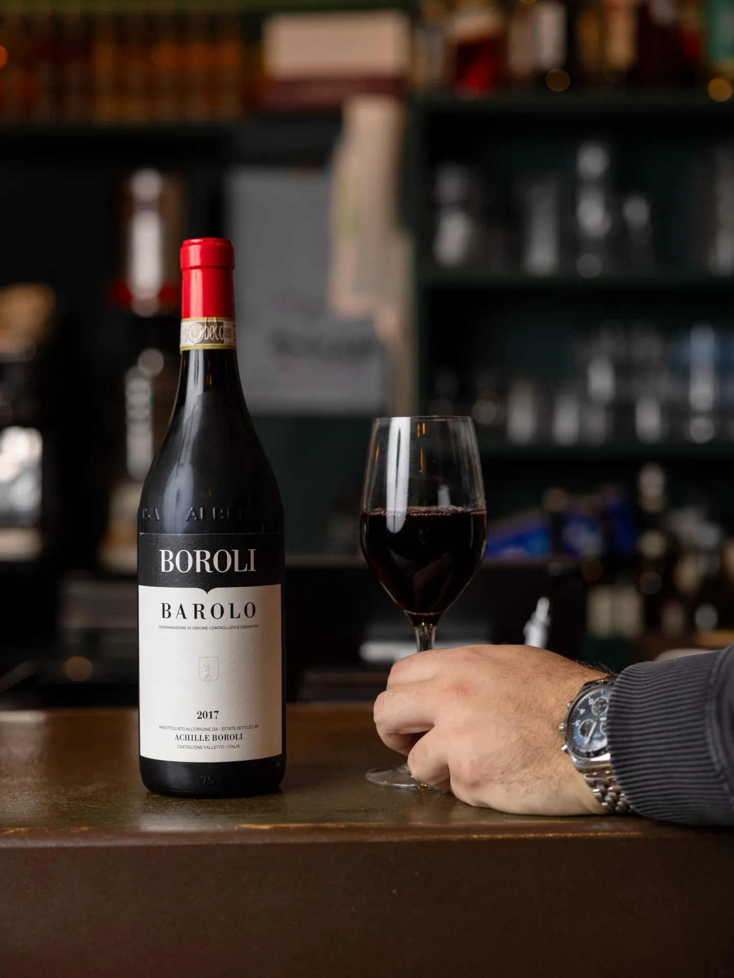 Una selezione di vini italiani al banco