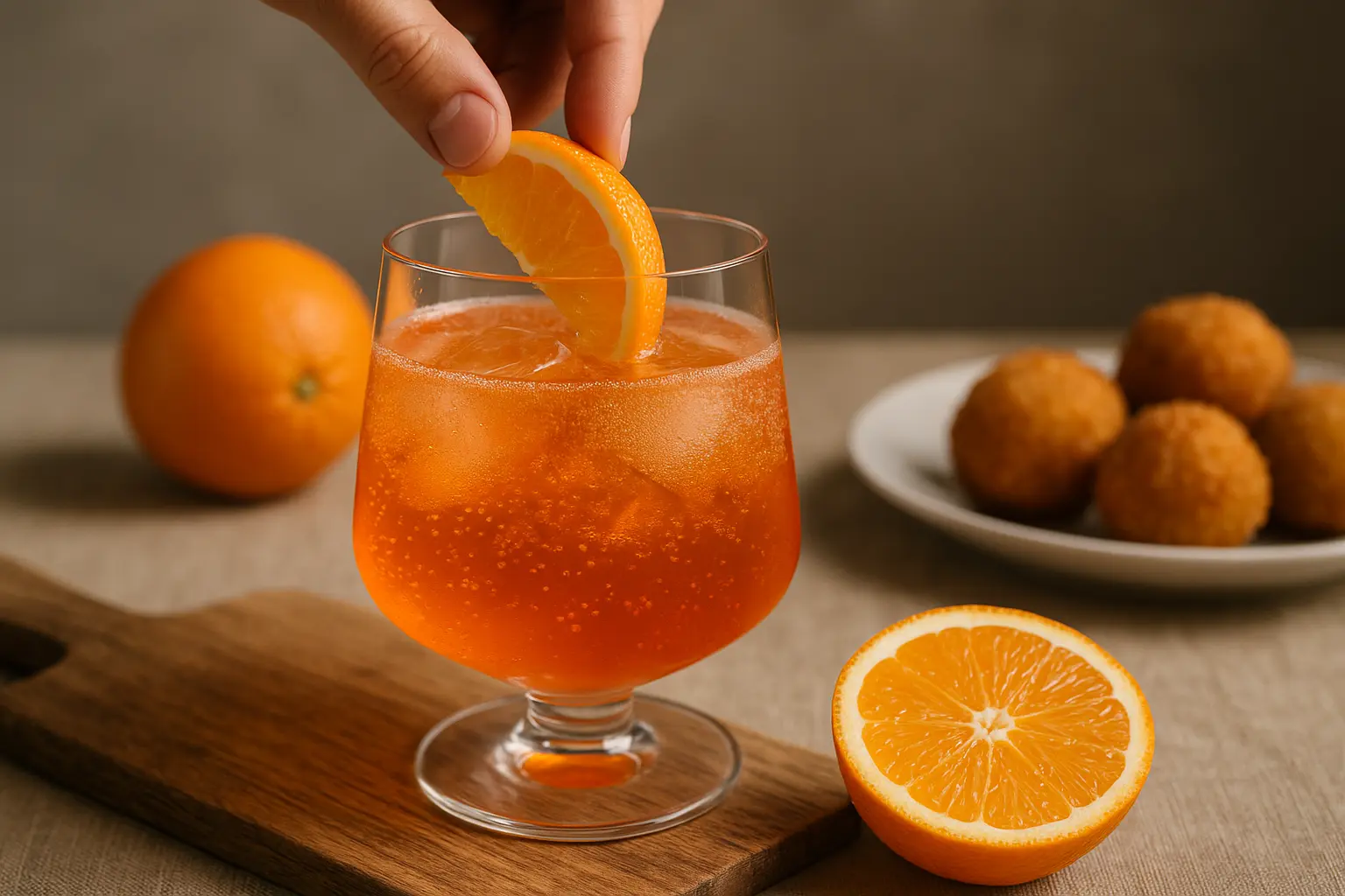 Gouttes de condensation sur une bouteille d’Aranciata Amara italienne