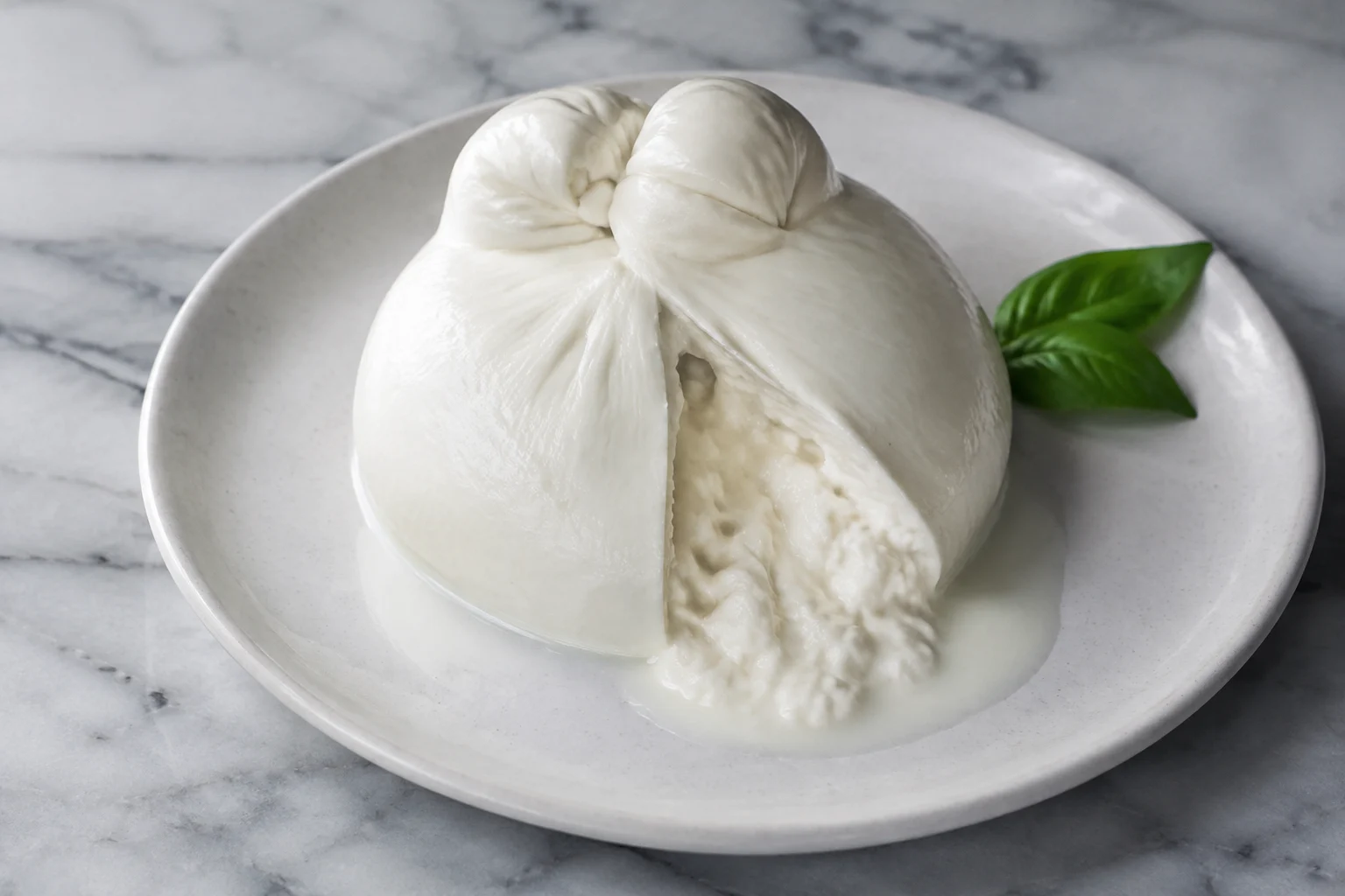 Burrata italienne servie avec tomates et basilic