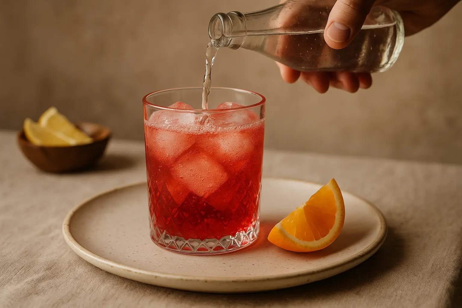 Un verre de Campari Soda, boisson rouge pétillante emblématique de l’aperitivo italien