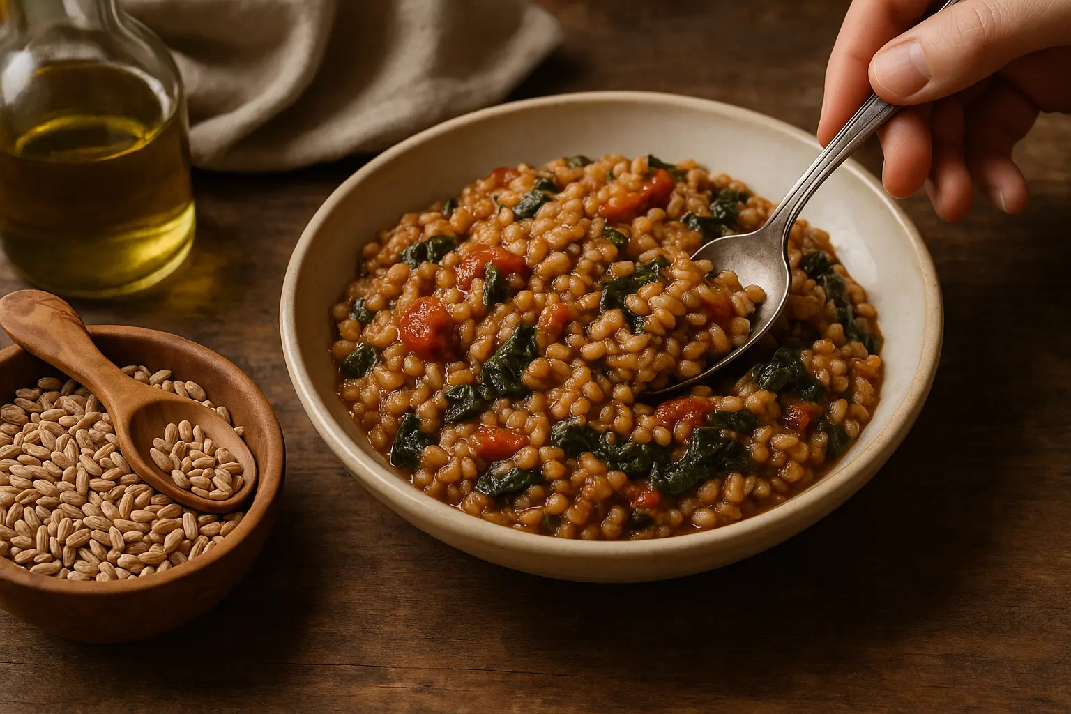 Grains de farro, céréale italienne ancienne