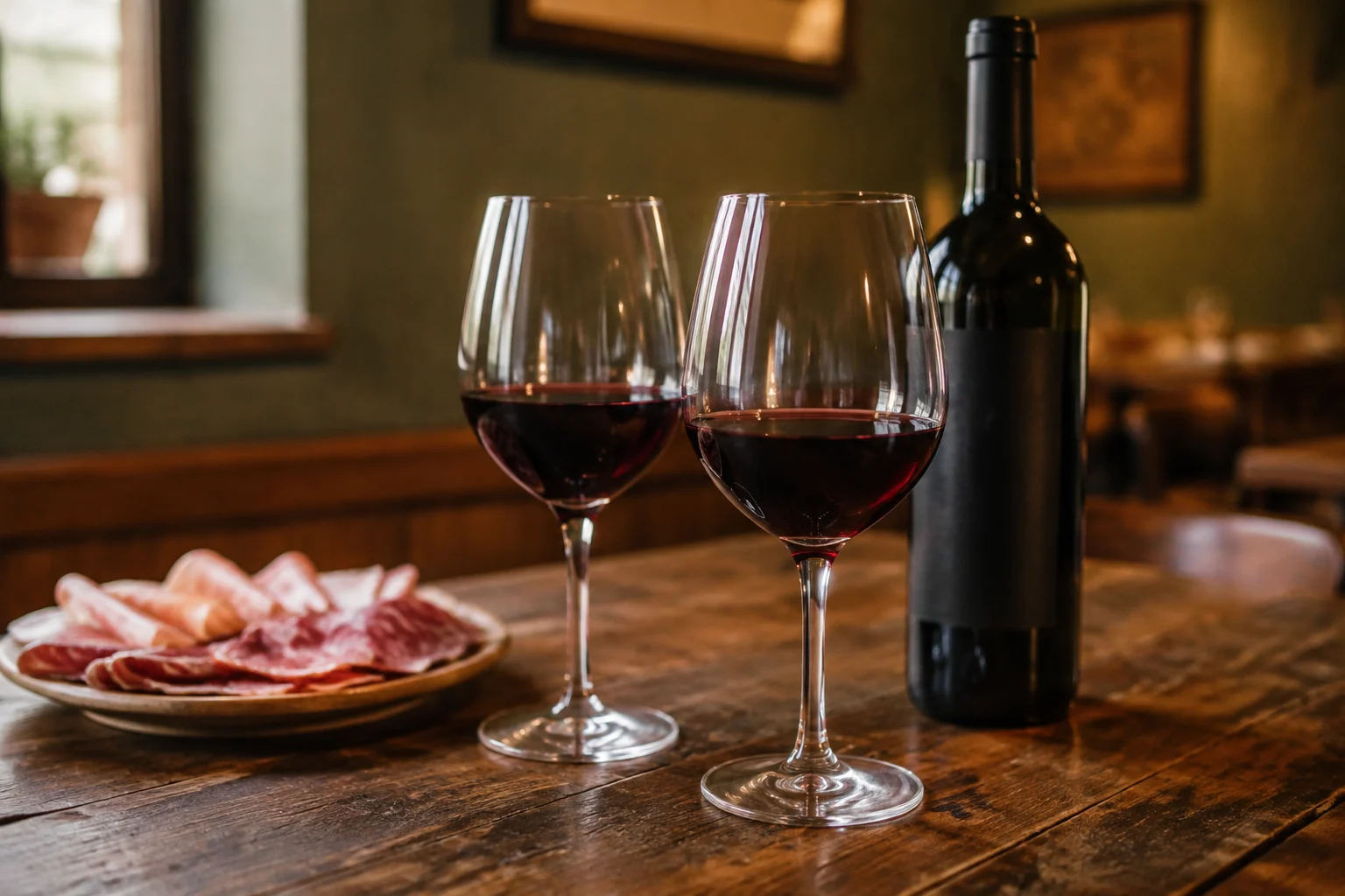 Bouteilles de Chianti sur une table en Toscane