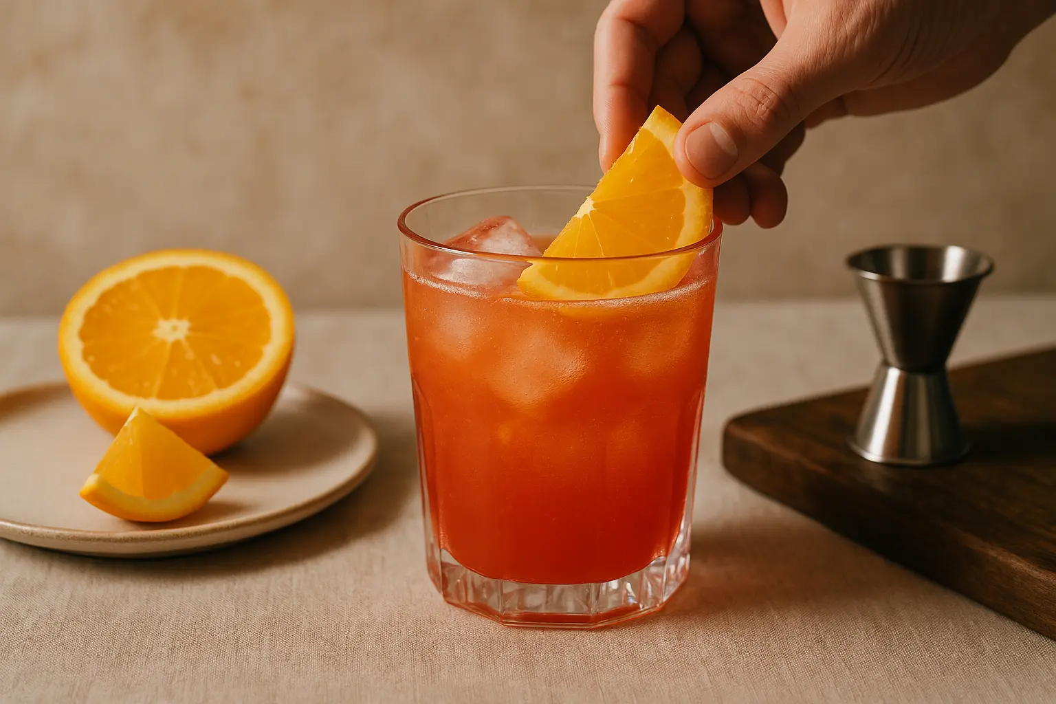 Verre de Garibaldi avec Campari et jus d’orange