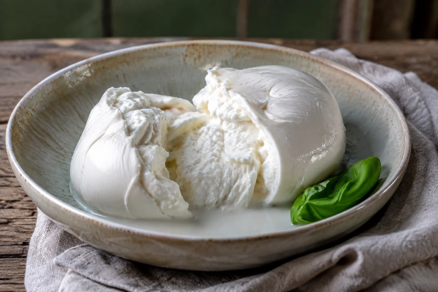 Boules de mozzarella di bufala fraîche en gros plan