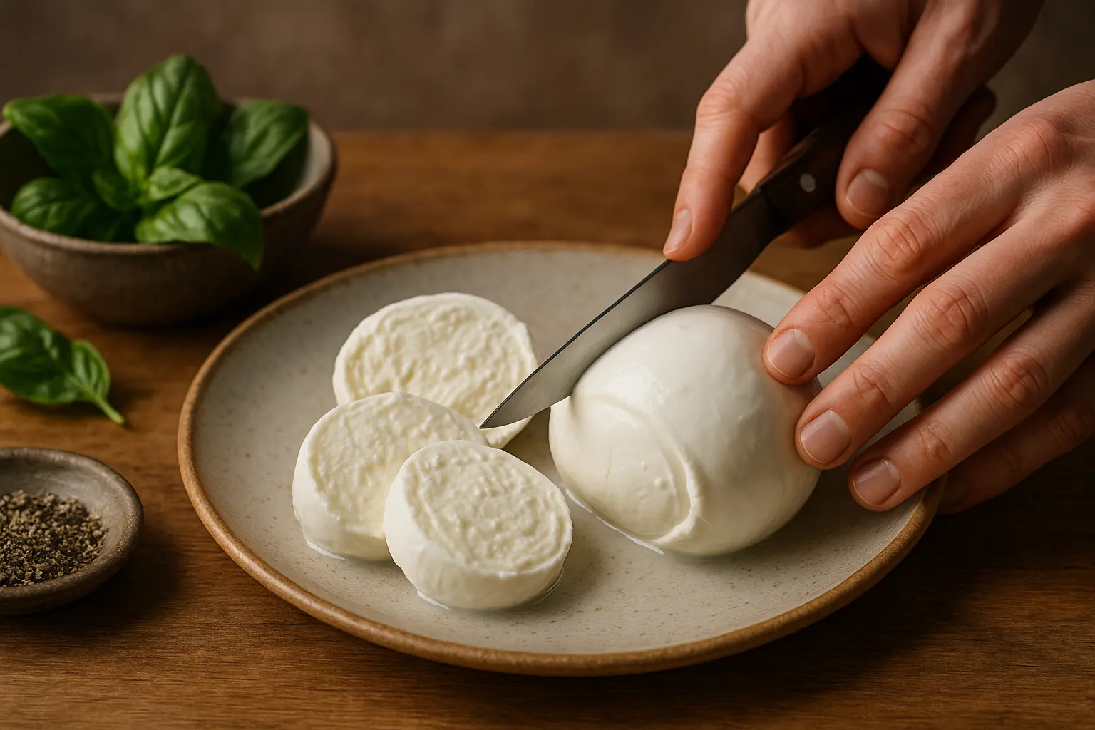 Boules de mozzarella di bufala fraîche en gros plan