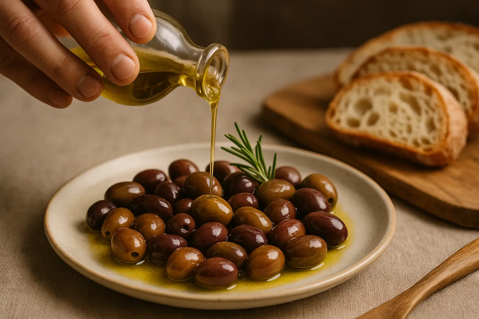 Olives Taggiasca posées dans un panier en bois dans une oliveraie ligure