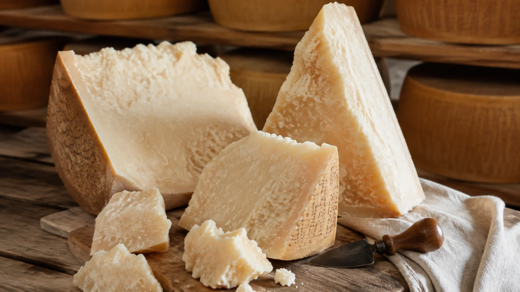 Une meule de Parmigiano Reggiano en cave d’affinage