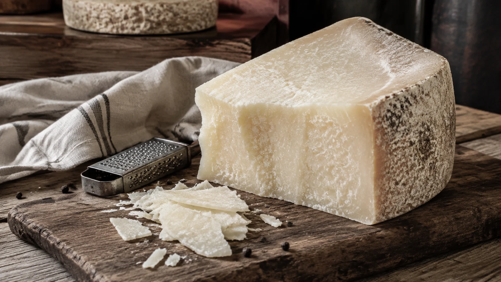Pecorino Romano, fromage au lait de brebis, râpé sur des pâtes