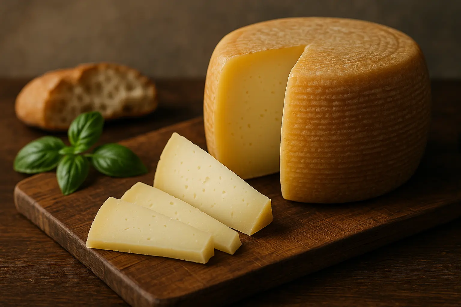 Fromage Pecorino Toscano affiné sur planche en bois