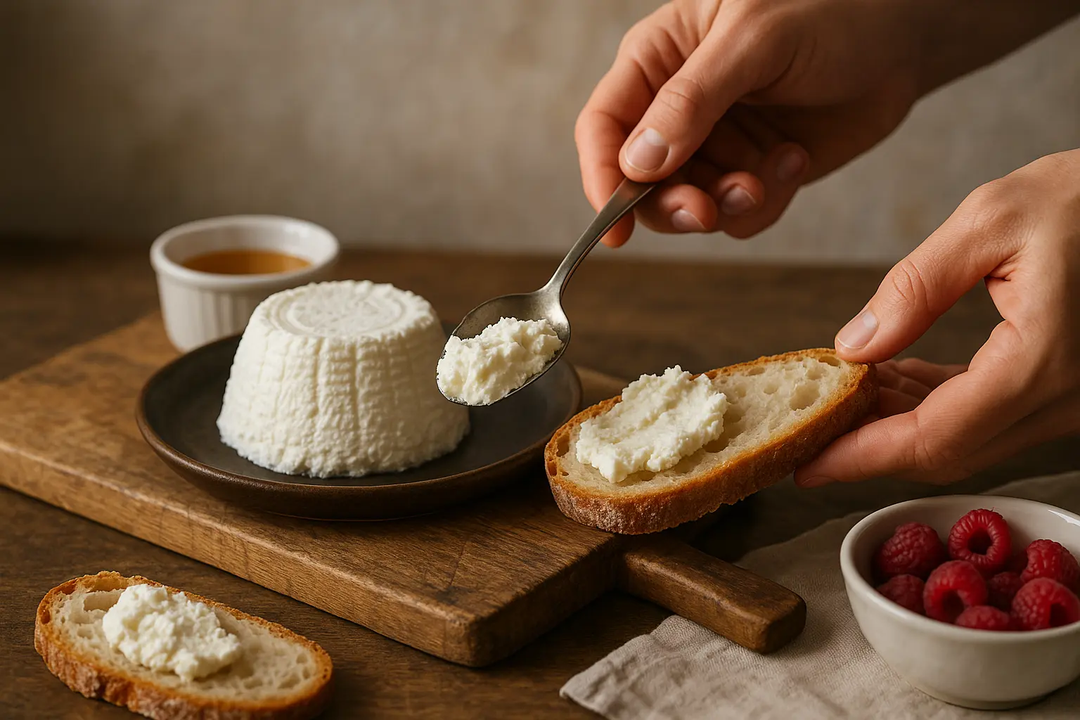 Pot de ricotta fraîche artisanale