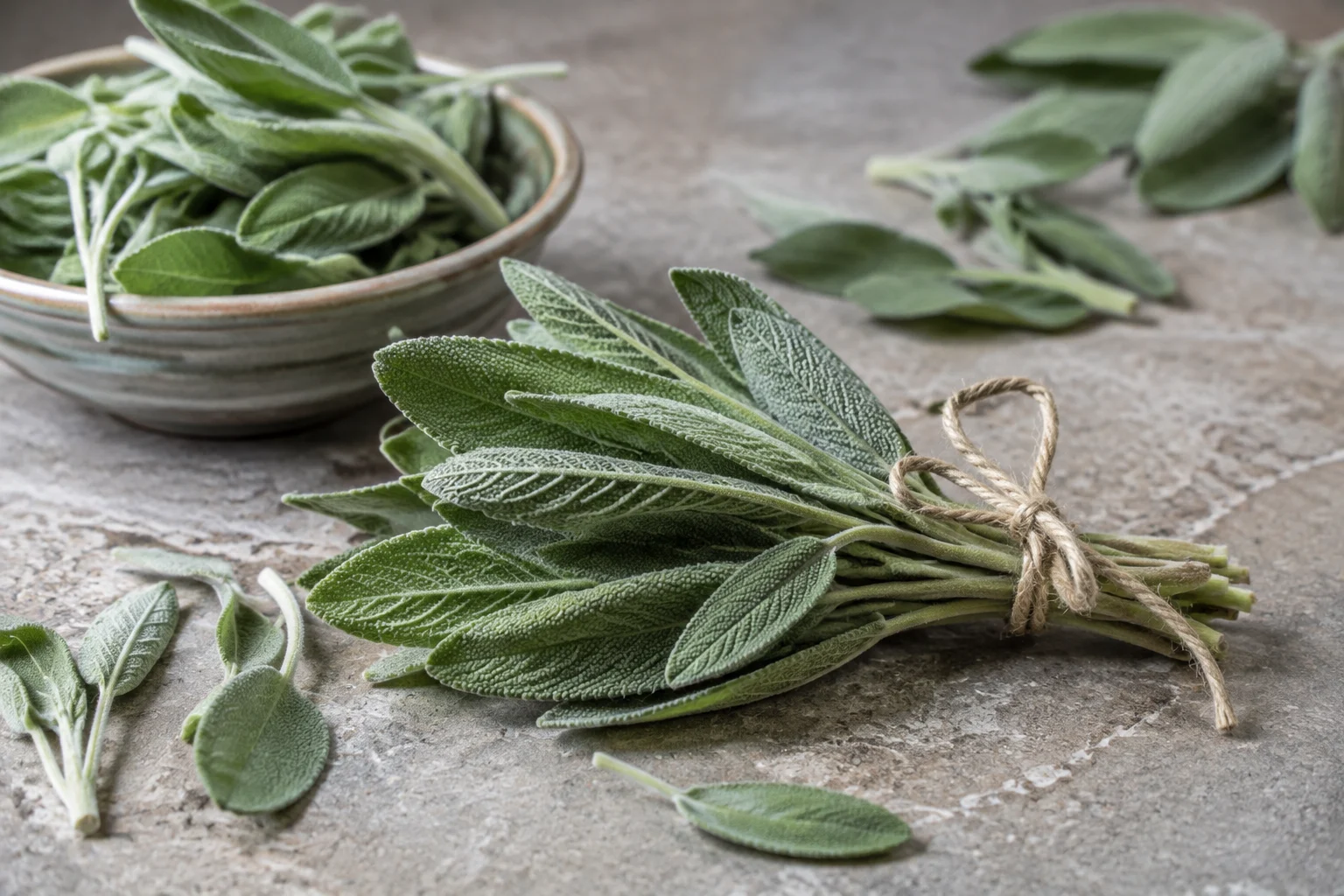 Feuilles veloutées de sauge fraîche