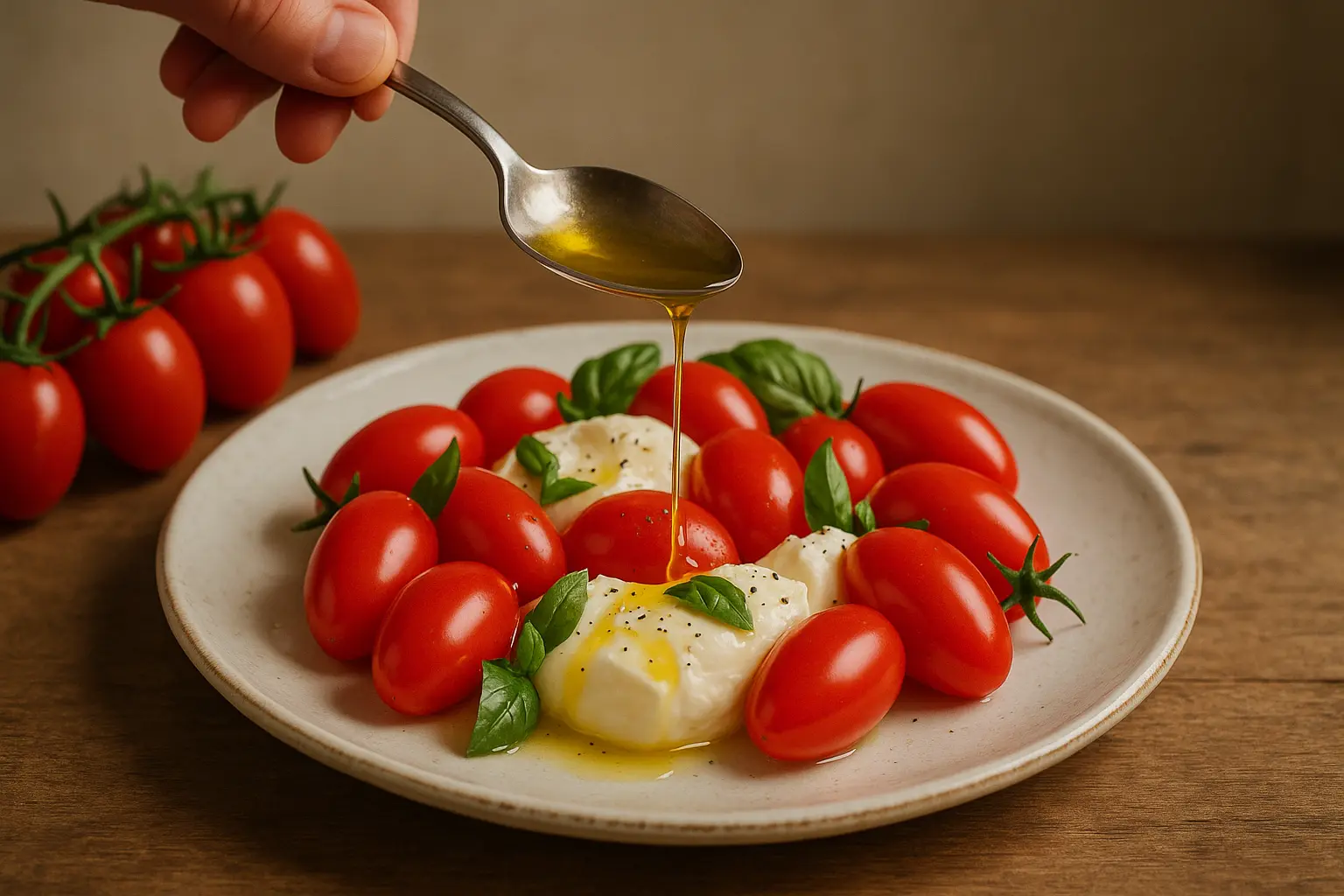 Gros plan sur un bouquet de tomates Datterino rouges brillantes