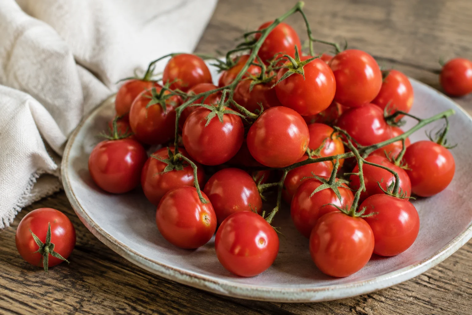 Tomate Pachino rouge vif posée sur un fond de terre sicilienne